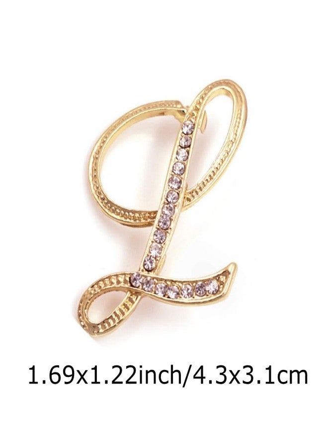 vmcoatdu Women A-Z Initial Pins 26 Letters L Pins Gold Plated Metal Brooches Clear Crystal Rhinestone Brooch Breastpin Badge (Letters L) - Image 2